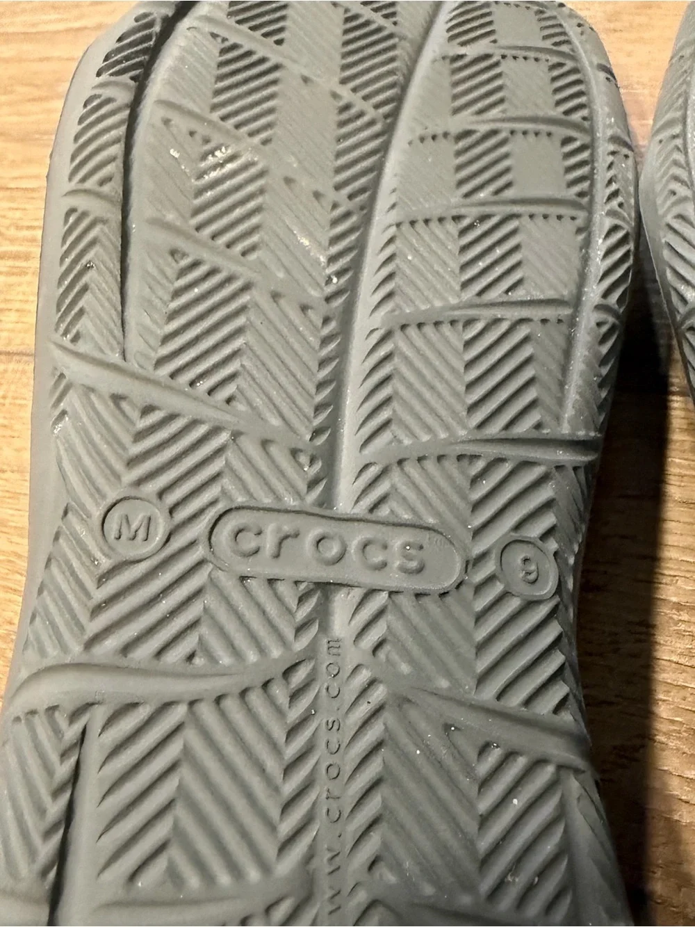 CROCS Black Mesh Slip-On Sandals with Gray Soles, 9